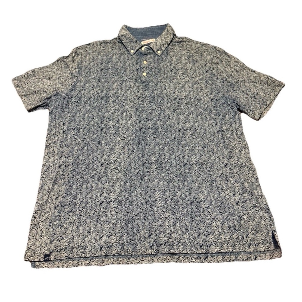 JOHNNIE-O Overboard Waves Geometric Hangin’ Out Polo Shirt Regatta Men XL Blue
